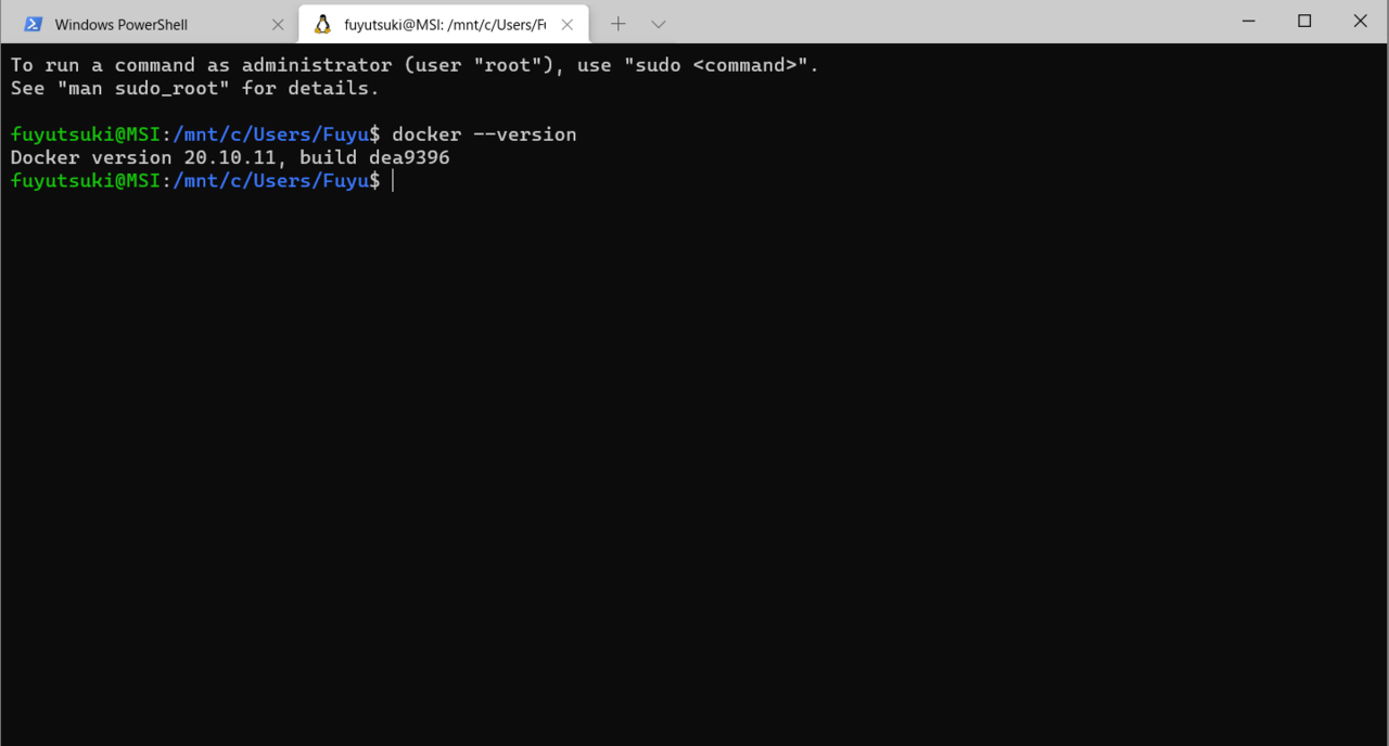 Dockerの起動確認