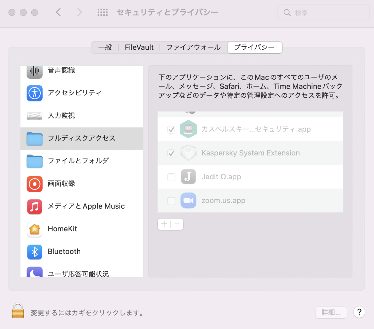 フルディスクアクセス