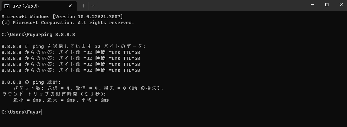 pingを実行