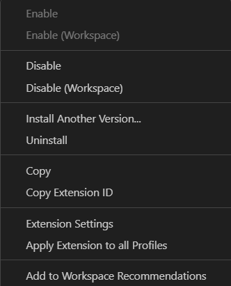 Extension Settings